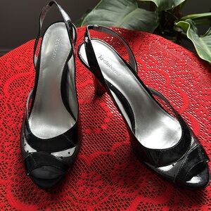 Liz Claiborne Patent Leather Slingback Heels​​​ w/ peep toe